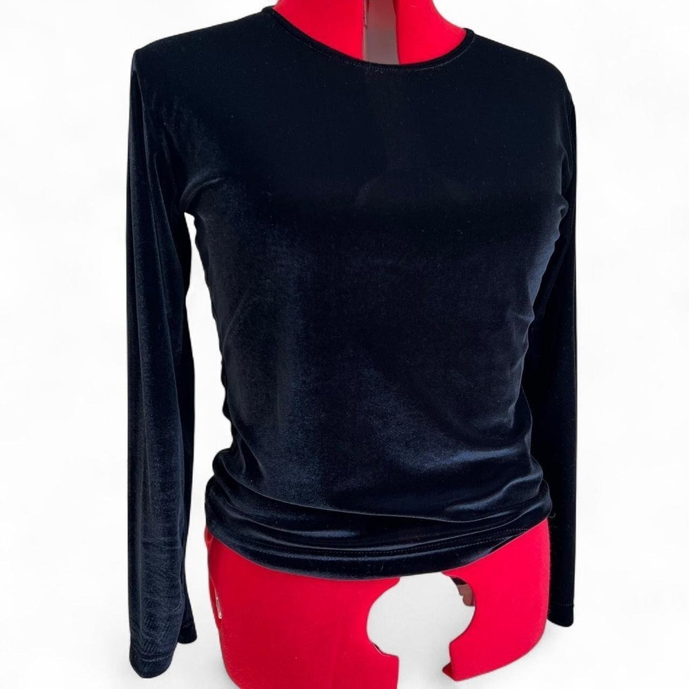 Frazier Lawrence Black Velvet Long Sleeve Top 90s Y2K Whimsygoth Goth Large